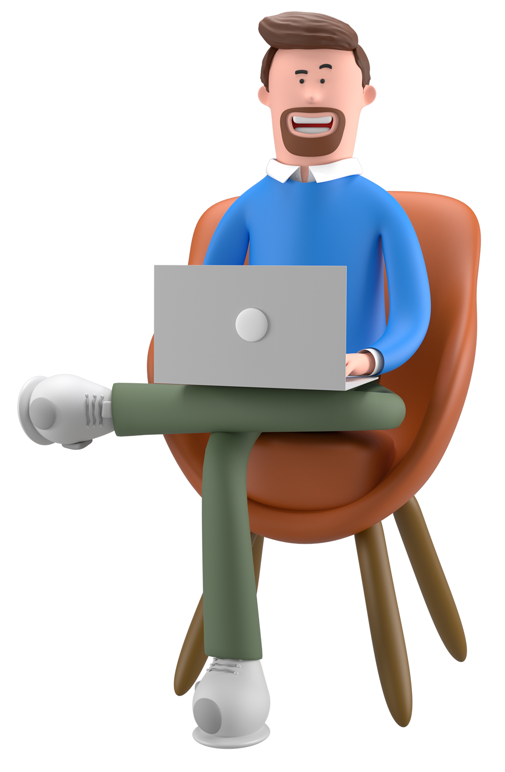 Hombre sentado con laptop en el regazo